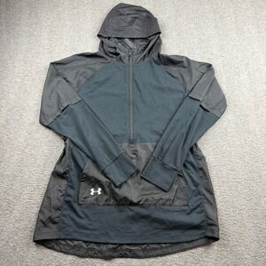 Under Armour Women's M Medium Half Zip Hooded Windbreaker Jacket Black 1351236